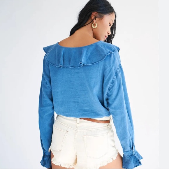 Free People Linen Amber Ruffle Top - Picture 4 of 4